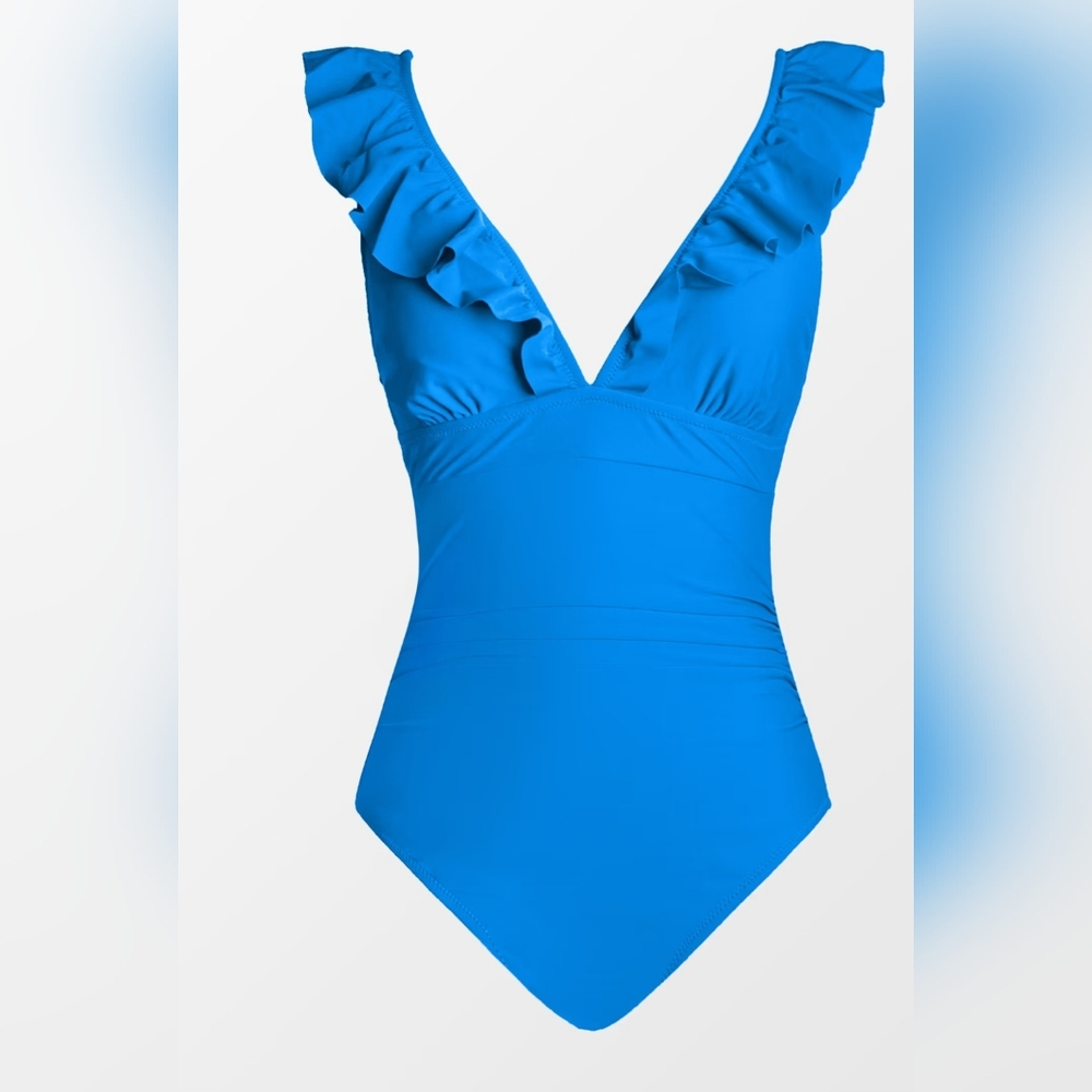 Cupshe Blue Ruffled Women's One Piece Swimsuit NWT Size XL